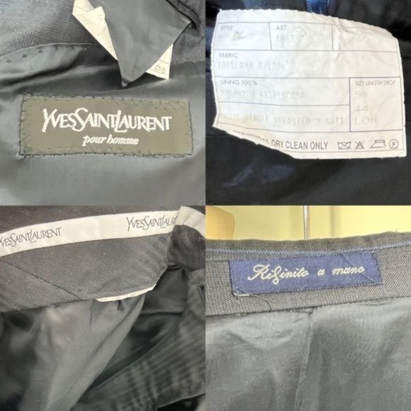 YSL Yves Saint Laurent Windowpane Wool 120s 3 Button Gridded Suit - Picture 10 of 13